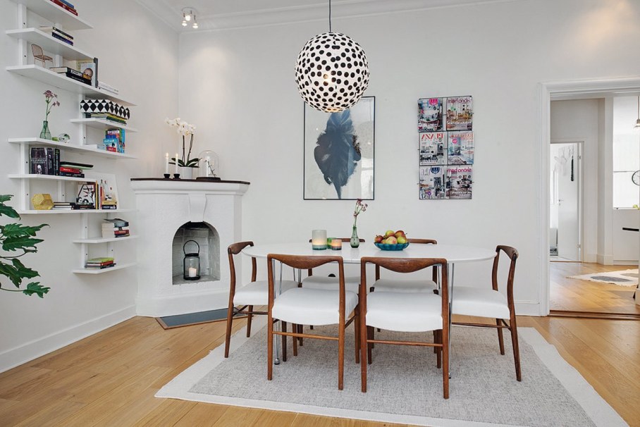 Scandinavian style interior design - fireplace