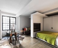 The sliding wall is a good way to expend the space of a small apartment