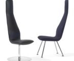 Poppe chair is very narrow with a high chair back