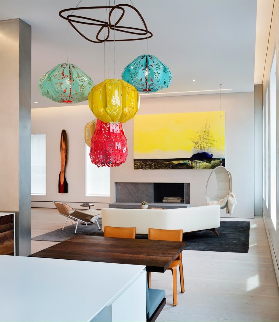 Scandinavian loft in Soho from Gabellini Sheppard Associates - Living room with fireplace