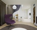 Elegant interior design: a duplex apartment with a fireplace in the QUANT complex