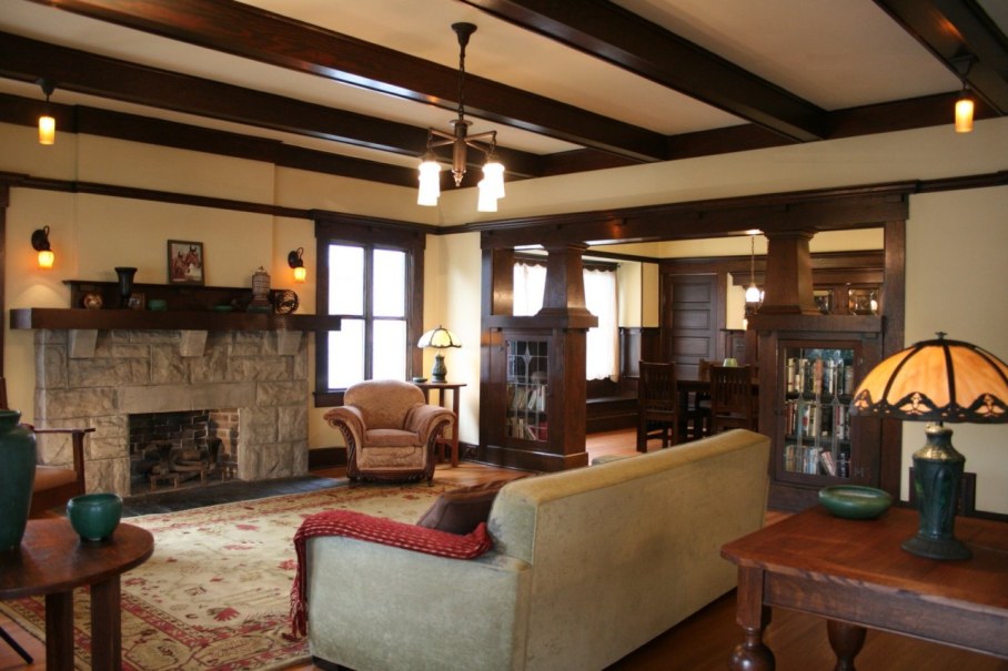 How to decorate the zone around the fireplace with stones border - design Ideas for Living room