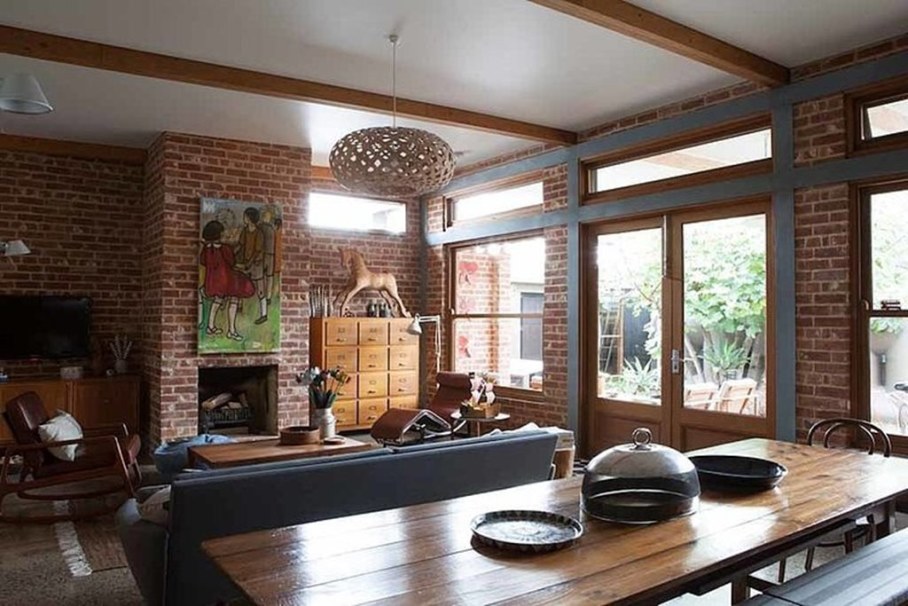 Design of a country house in a mixed style - living room