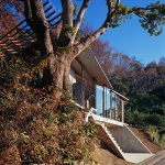 The house is on top of a ridge in Japan