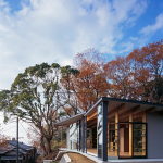 The house is on top of a ridge in Japan
