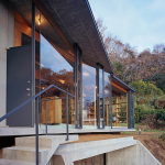 The house is on top of a ridge in Japan