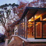 The house is on top of a ridge in Japan