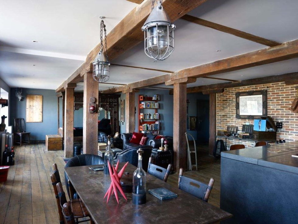 Old brick warehouse London kitchen dining room