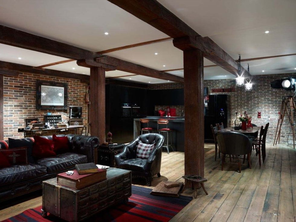 Old brick warehouse London living room 3