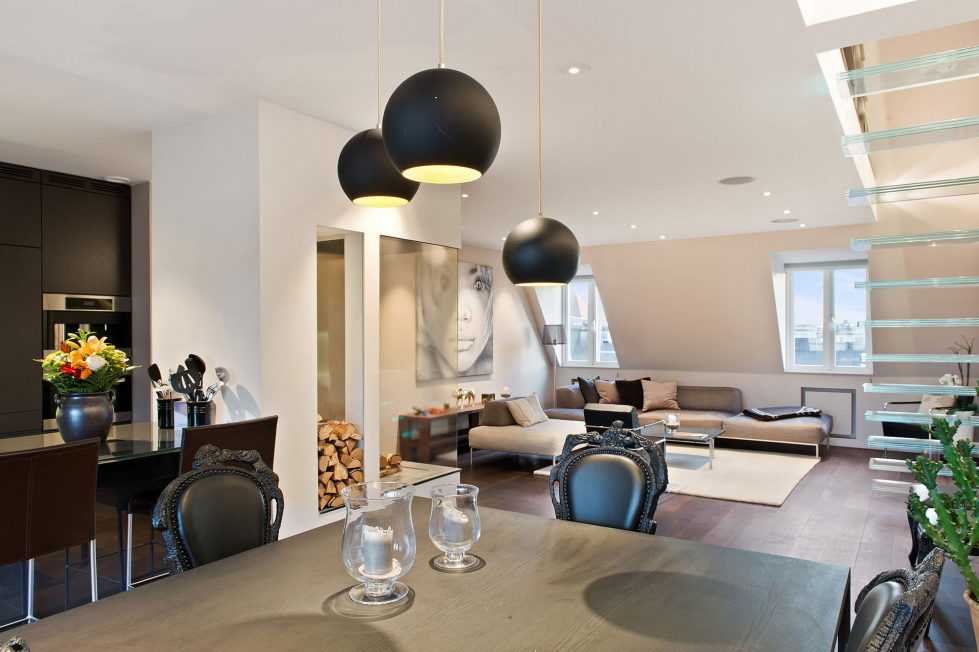 The apartment of 150 square meters in the attic in Stockholm 2