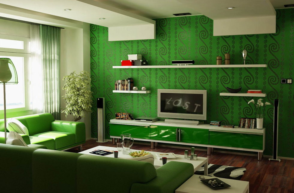 The dark-green color in the interior