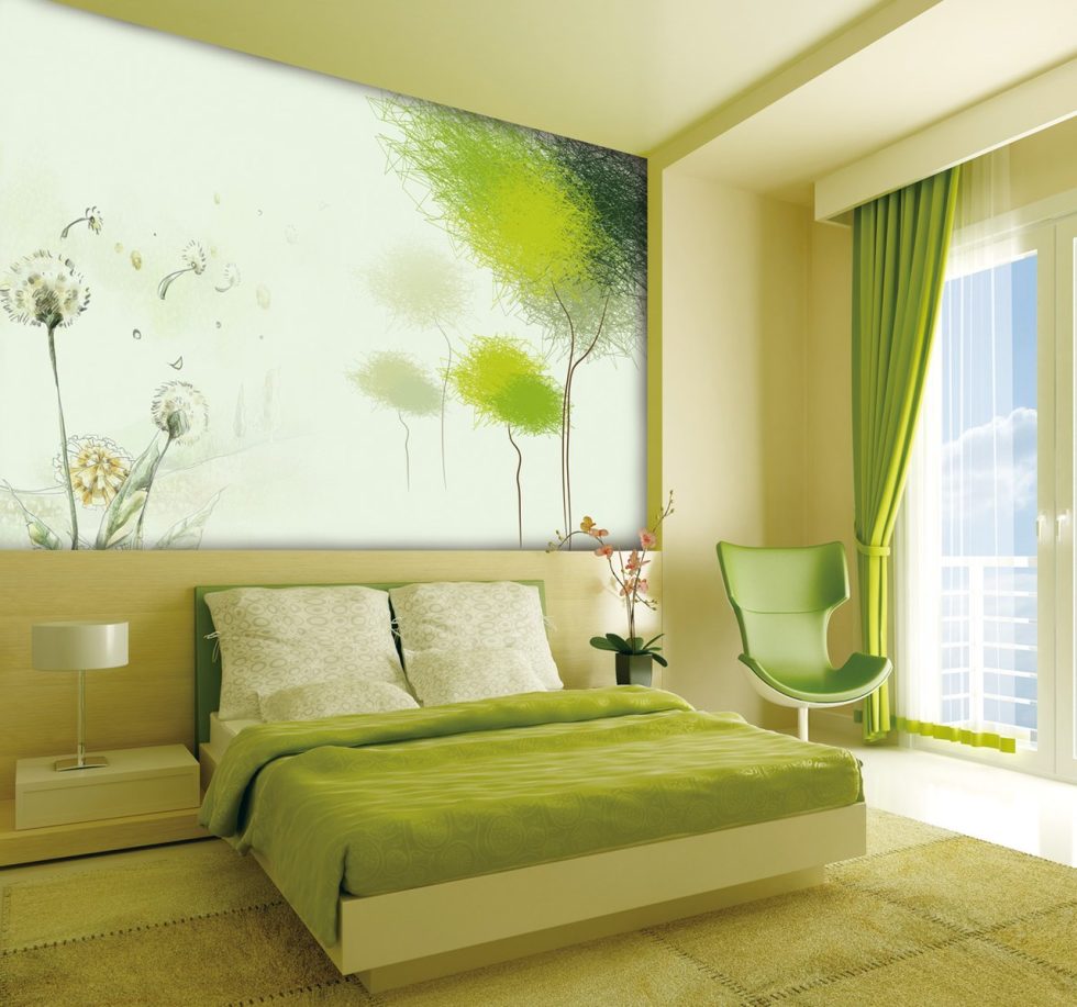 The interior in the green color