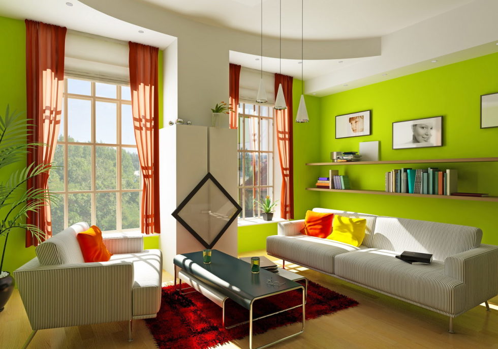 The red and green colors in the interior