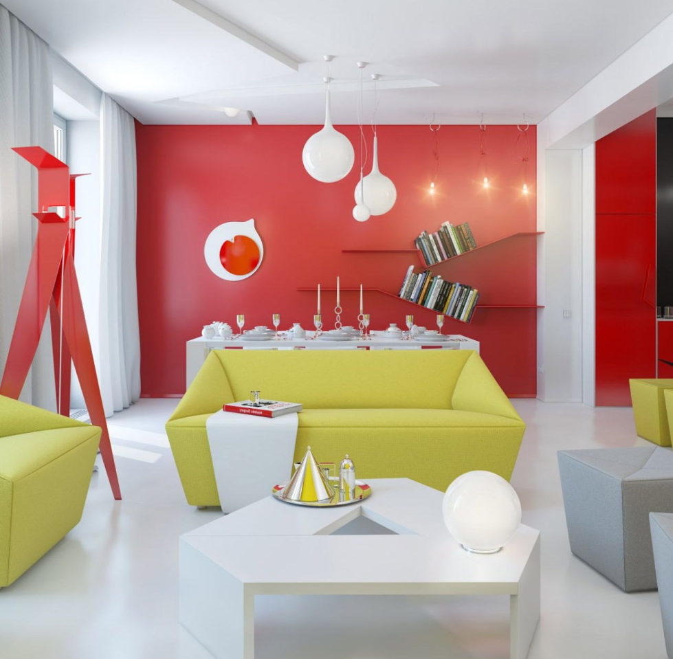 The rose and green colors in the interior