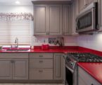 Kitchen countertop natural quartz stone red color